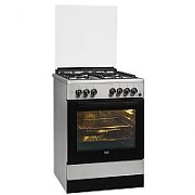  Aragaz Beko FSE62110DX, mixt, 4 arzatoare pe gaz, cuptor electric, High-Efficiency™ Gas Burner, gatire conventionala, grill electric, gatire asistata cu ventilatie, preincalzire rapida cu Booster, 2 tavi, aprindere electrica, siguranta flacara la plita, booster, timer, iluminare, capac din sticla