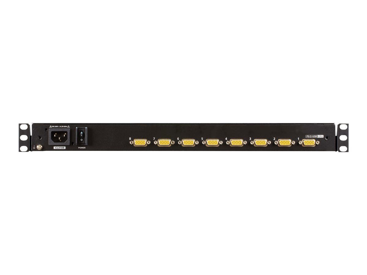 ATEN CL3108NX-ATA-AG 8-Port Short Depth PS/2-USB VGA Single Rail WideScreen LCD KVM Switch 18 5_2