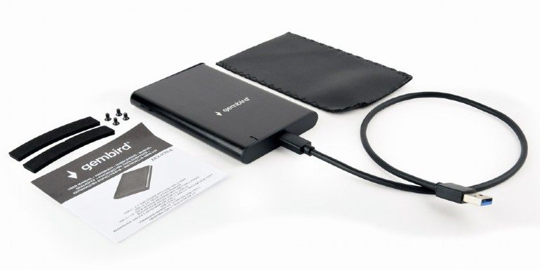 RACK extern GEMBIRD, pt HDD/SSD, 2.5 inch, S-ATA, interfata PC USB 3.1, aluminiu, negru, 