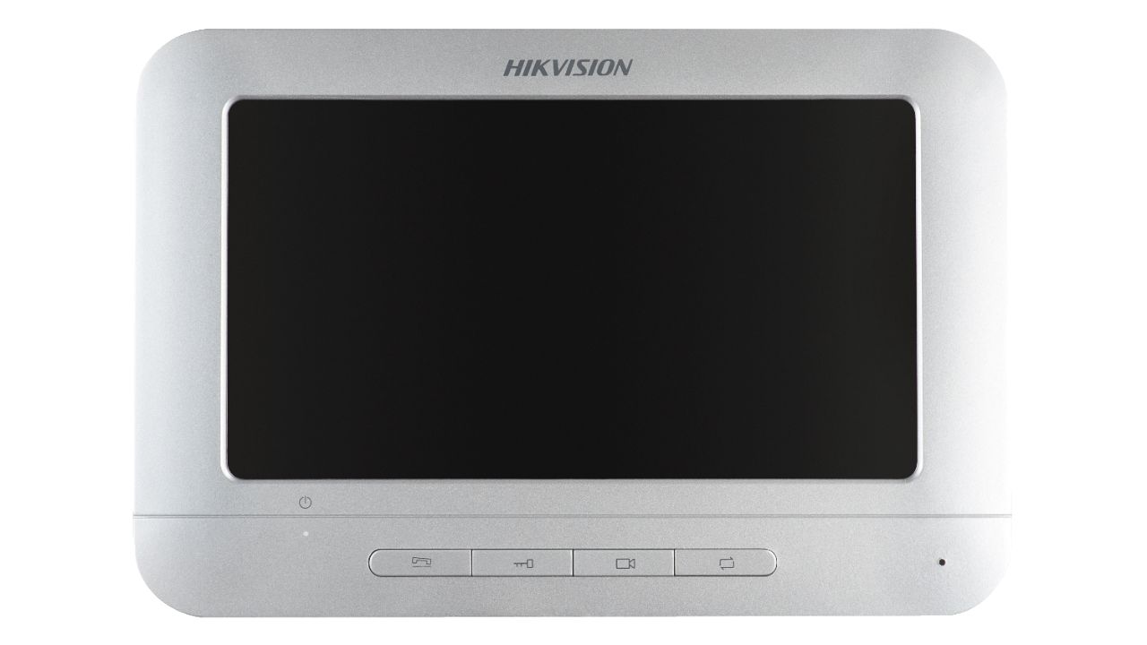 Monitor videointerfon color Hikvision DS-KH2220-S; conexiune pe 4 fire; stocare poze, display 7-Inch Colorful TFT LCD; rezolutie: 800 x480; audio:  microfon audio si difuzor incorporat, se pot instala pana la maxim 3 monitoare in sistem,  alimentare: 12VDC, dimensiuni: 195.8 mm × 132.8 mm × 18.39_1