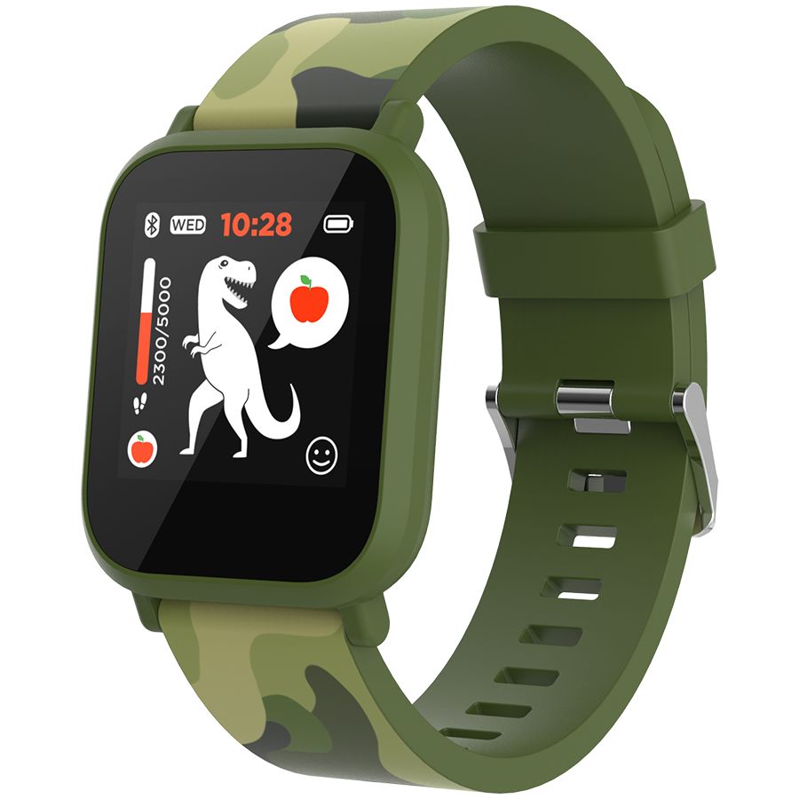 Teenager smart watch, 1.3 inches IPS full touch screen, green plastic body, IP68 waterproof, BT5.0, multi-sport mode, built-in kids game, compatibility with iOS and android, 155mAh battery, Host: D42x W36x T9.9mm, Strap: 240x22mm, 33g_1