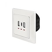PRIZA LOGILINK, de perete, 2 x USB-A 5V/2.4A, 1 x USB-C 5V/3A, ingropata, martori LED, alb,  PA0254  (include TV 0.75 lei)