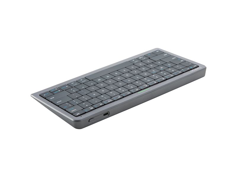 Click&Touch, wireless multimedia keyboard for Smart-TV with touchpad embedded into keys, auto-switch between keyboard and touchpad, connect to 5 devices via Bluetooth, USB dongle and Type-C, LED status indicators, built-in battery, space grey color_1