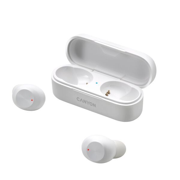 Canyon TWS-1 Bluetooth headset, with microphone, BT V5.0, Bluetrum AB5376A2, battery EarBud 45mAh*2+Charging Case 300mAh, cable length 0.3m, 66*28*24mm, 0.04kg, White_2