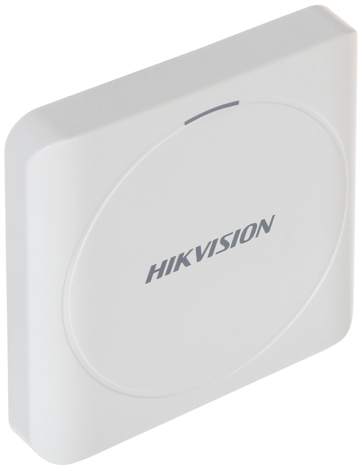 Cititor card Hikvision DS-K1801E, citeste carduri RFID EM 125Khz, distanta citire: 50mm, comunicare: Wiegand 26/34 protocol, indicator LED de stare si alimentare alimentare: 12VDC, IP65, dimensiuni: 87 × 87 × 13.3mm
