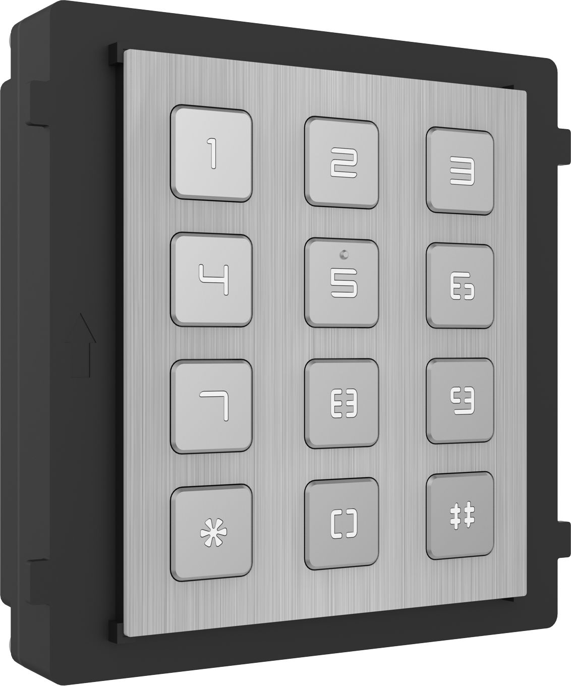 Modul de extensie videointerfon cu tastatura Hikvision DS-KD- KP/S.permite formarea codului de apartament sau a codului de acces montaj aplicat sau ingropat (accesoriile de montaj nu sunt incluse) iluminare pe timp de noapte protectie: IP65, IK7 Dimensiuni: 98.5 mm x 100 mm x34.2 mm