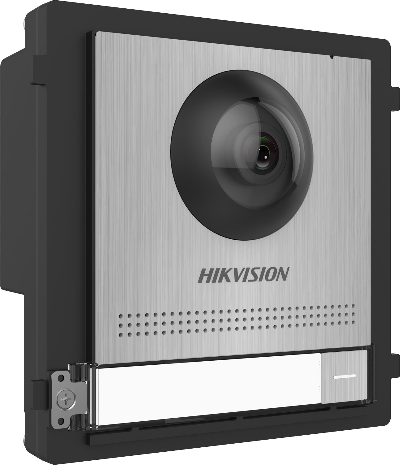Panou.videointerfon modular de exterior Hikvision DS-KD8003-IME1/S; 1 xbuton apelare, camera video wide angle 180° Fish eye 2MP; permite conectarea pana la 8 submodule de extensie, conectare: TCP/IP, RTSP; customizare afisare nume; montaj aplicat sau ingropat (accesoriile demontaj nu sunt incluse)_2