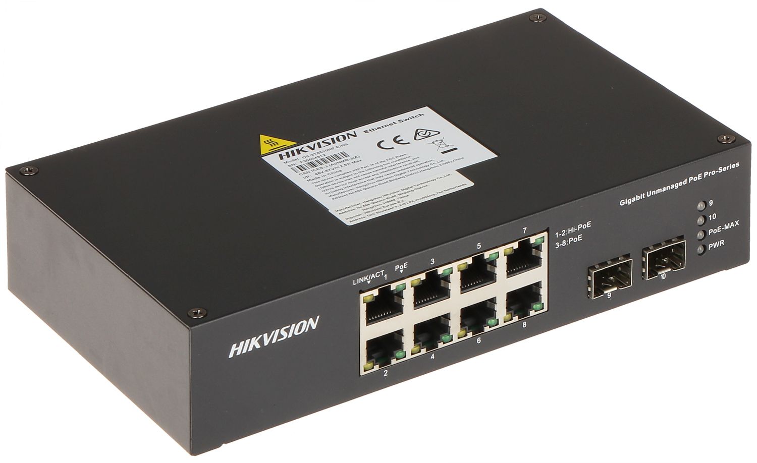 Switch Hikvision DS-3T0510HP-E/HS, 8-Port, PoE_3