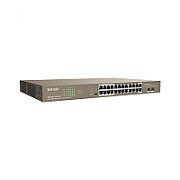 Tenda  | TEG1126P-24-410W|  Switch | POE | Rackmount | Porturi 24 Gigabit PoE , 2 Gigabit SFP|370 W | CCTV | Acoperire pana la 250m | Protectie fulger
