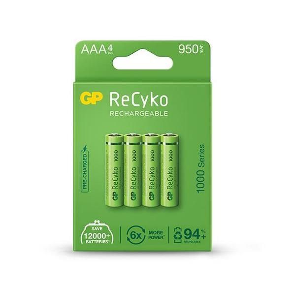 Acumulatori GP Batteries, ReCyko 1000mAh AAA (LR03) 1.2V NiMH, paper box 4 buc. 