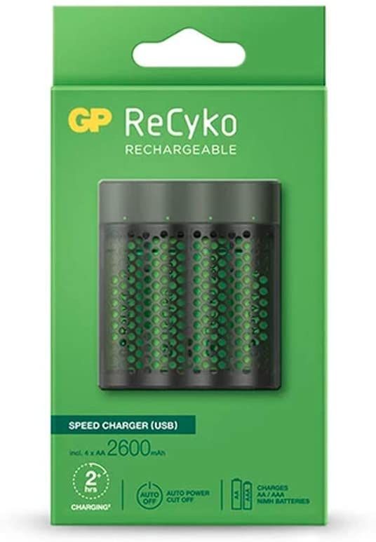 Incarcator GP Batteries, Recyko compatibil NiMH (AA/AAA), include 4 x 2700 mAh AA (R6), incarcare USB, 4 LED-uri indicare incarcare,   GPM451/270AAHCE-2EB4   GPACSM451002 