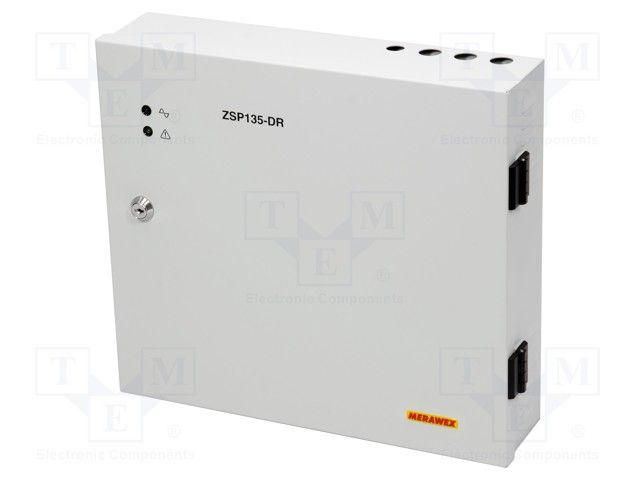 Sursa de alimentare pentru sisteme de detectie incendiu 24V/3A in cutie  metalica, loc pentru 2 acumulatori 12V/18A. Sursele sunt certificate EN 54-4, Vds EN 12101-10
