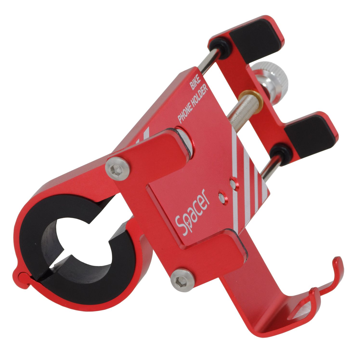 SUPORT Bicicleta SPACER pt. SmartPhone, fixare de ghidon, Metalic, rosu, cheie de montare,   SPBH-METAL-RED 