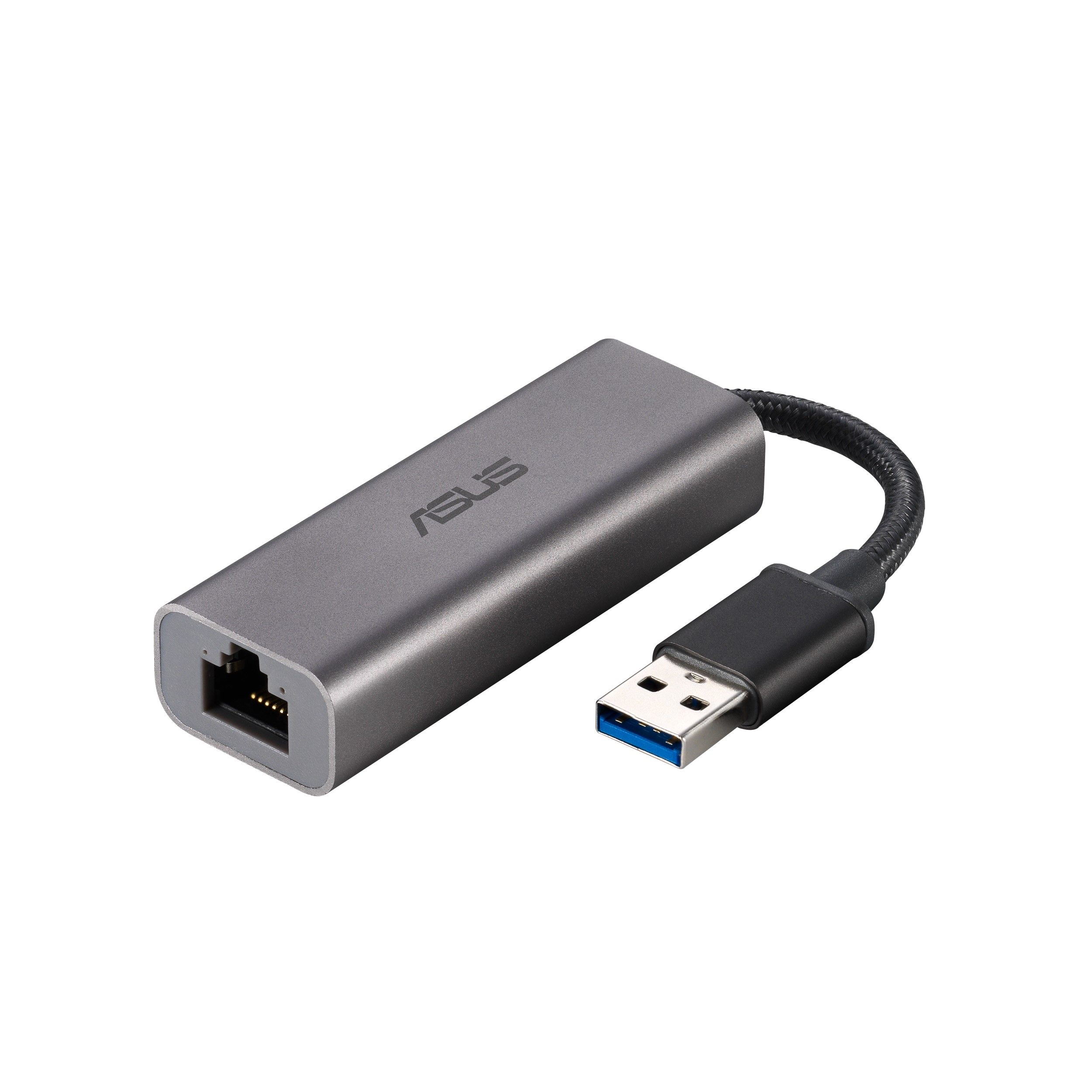 ASUS USB-C2500 Ethernet Adapter, Input USB 3.2 Gen1 Type-A, Output 100/1000/2500 Mbps RJ45 Port._1