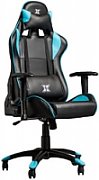 Scaun gaming X by Serioux, Torin, ajustabil, piele sintetica, piston pe gaz, manere reglabile, baza stea cu 5 picioare, greutate maxima admisa 150Kg, perne detasabile, negru si albastru