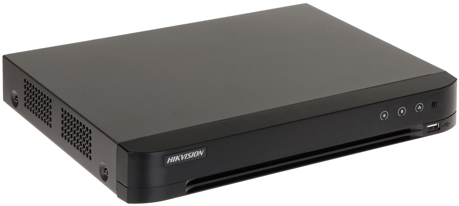 DVR 8 canale Turbo HD Hikvision IDS-7208HQHI-M1/S(C); 4MP; Acusens - Deep learning; filtrarea alarmelor false dupa corpul uman si masini sau detectie faciala si captura; compresie: HDTVI/AHD/CVI/CVBS/IP; permite conectarea a 8 camere Turbo HD rezolutie: 4 MP lite@15 fps; 1080p_1
