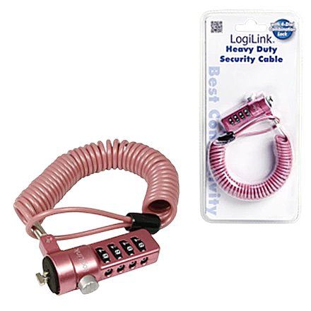Cablu antifurt laptop, cifru, pink, Logilink 
