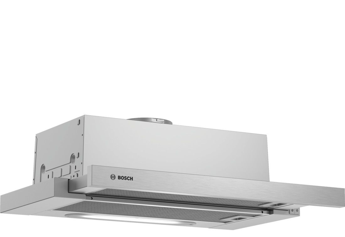 Bosch Serie 4 DFT63AC50 cooker hood 360 m³/h Semi built-in (pull out) Silver D