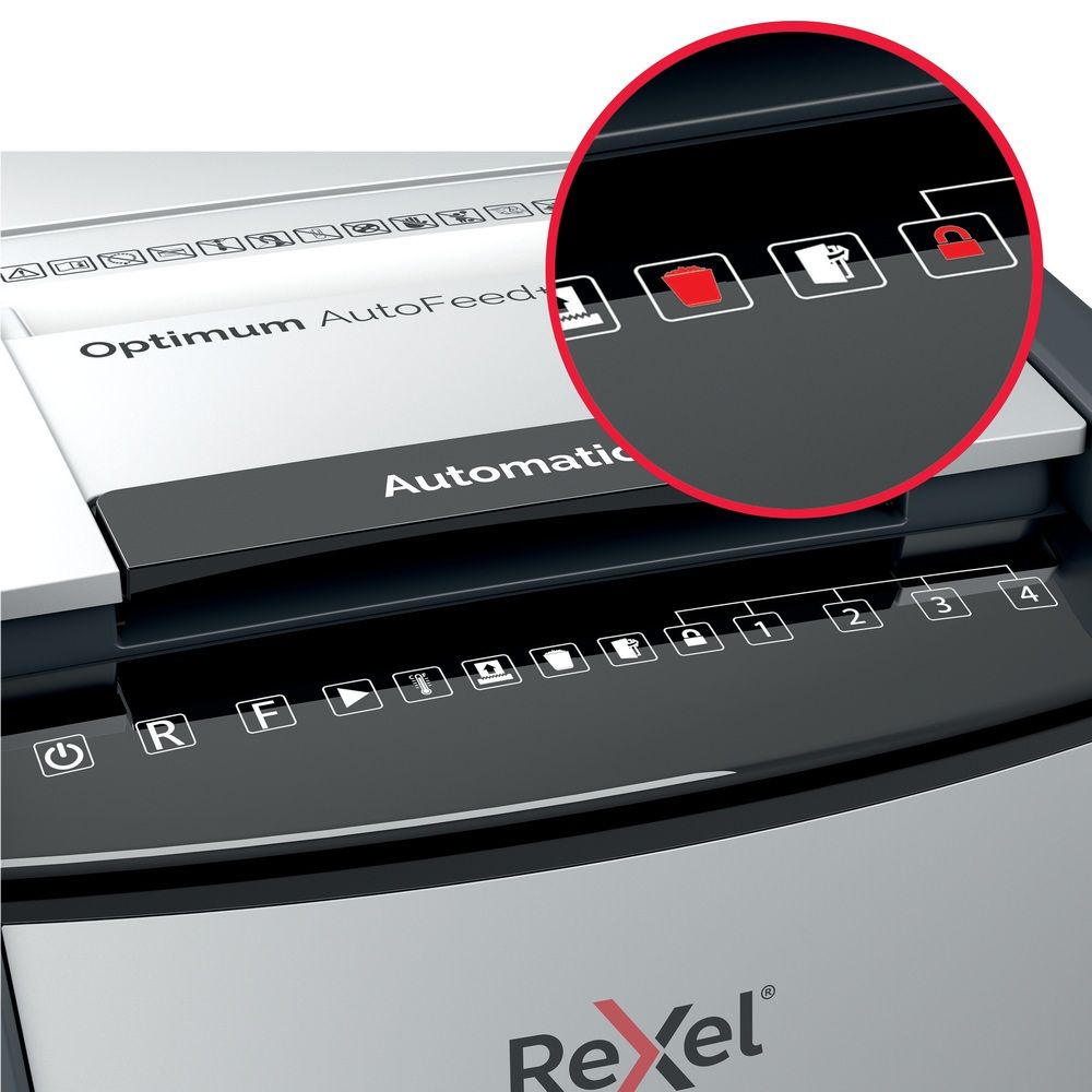 Rexel AutoFeed+ 100X automatic shredder, P-4, cuts confetti cut (4x28mm), 100 sheets, 34 litre bin_13