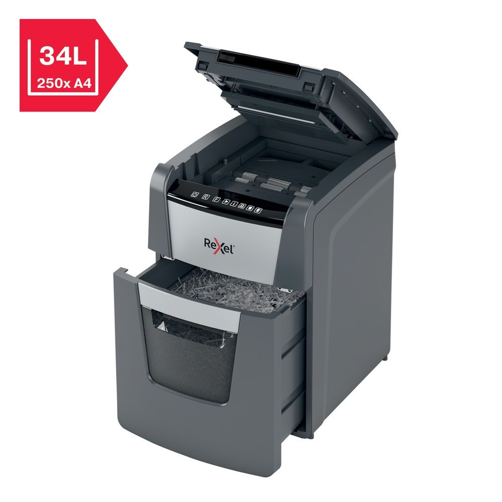 Rexel AutoFeed+ 100X automatic shredder, P-4, cuts confetti cut (4x28mm), 100 sheets, 34 litre bin_6