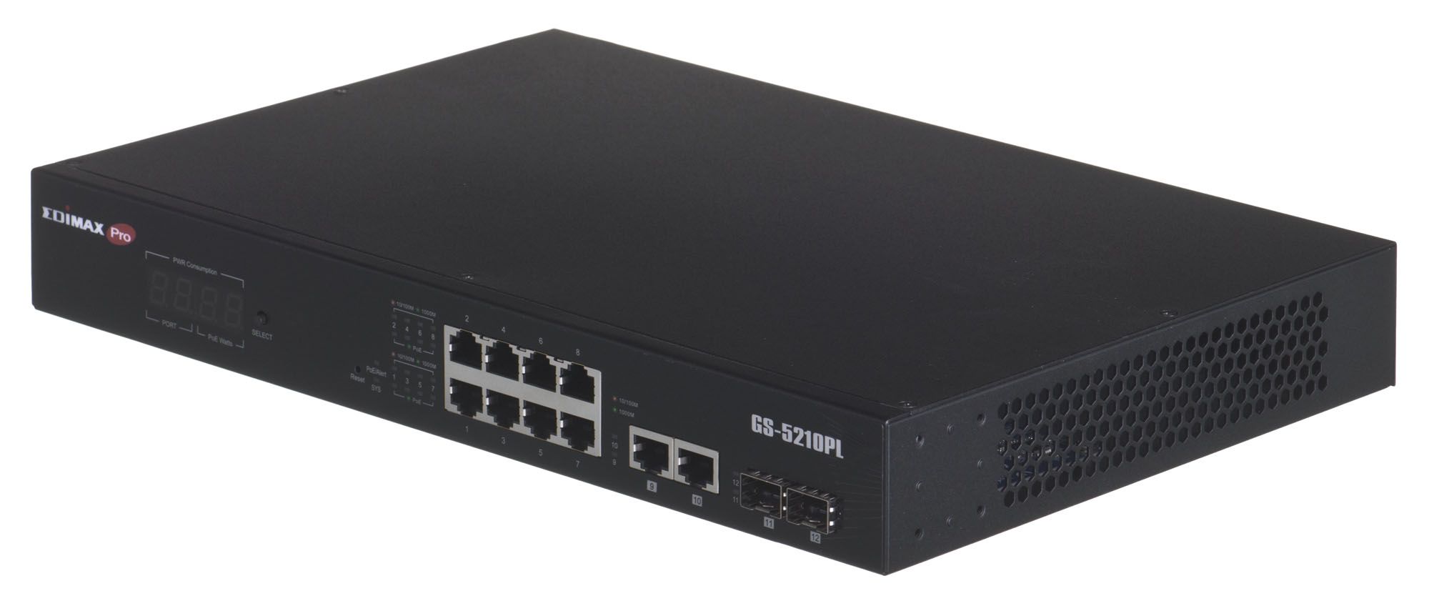 Switch EDIMAX GS-5210PL  (VLAN 12-Port Gigabit PoE+ Long Range Web Smart 2x Gigabit RJ45 and 2x SFP Ports)_2