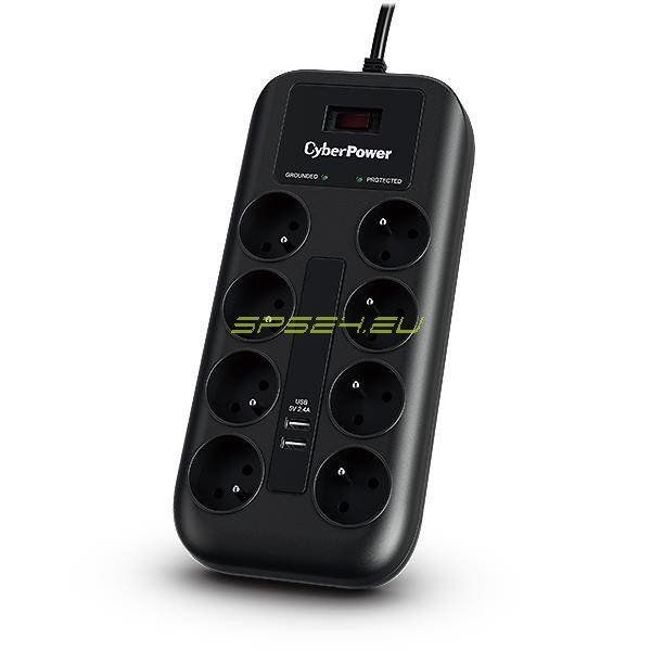 CyberPower Tracer III P0820SUF0-FR surge protector Black 8 AC outlet(s) 200 - 250 V 1.8 m