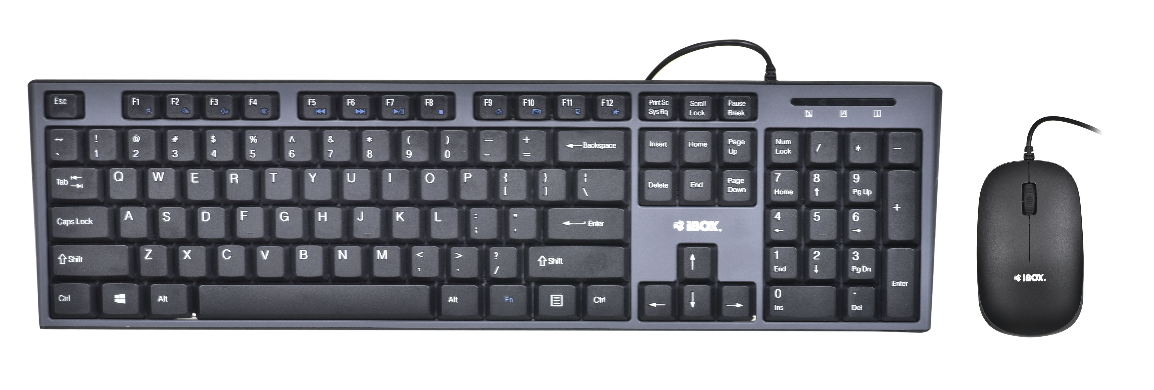 Keyboard + mouse Set IBOX IKMS606 (USB 2.0 (US) black color Optical 800 DPI)