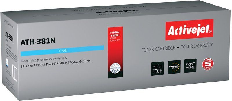 Activejet ATH-381N toner for HP printer HP CF381A replacement Supreme 2700 pages cyan