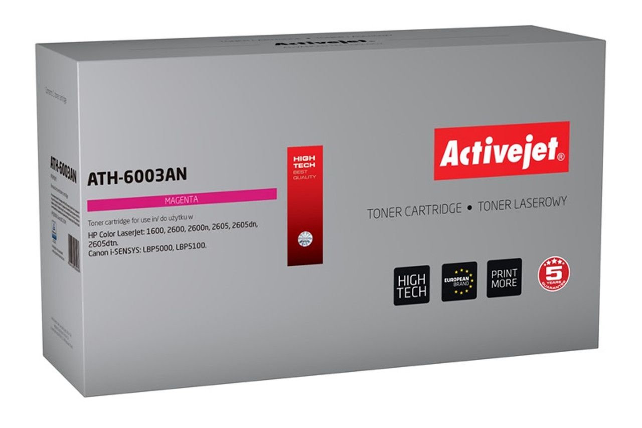 Activejet ATH-6003AN toner for HP printer HP 124A Q6003A, Canon CRG-707M replacement Premium 2000 pages magenta