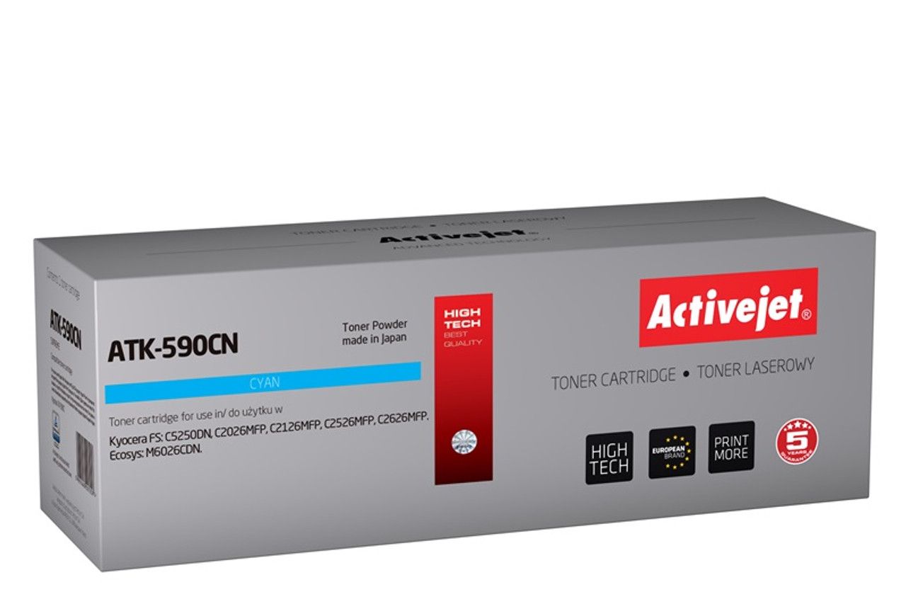 Activejet ATK-590CN toner for Kyocera printer Kyocera TK-590C replacement Supreme 5000 pages cyan
