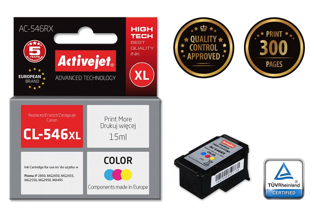 Activejet AC-546RX ink for Canon printer; Canon CL-546 XL replacement; Premium; 15 ml; color_2