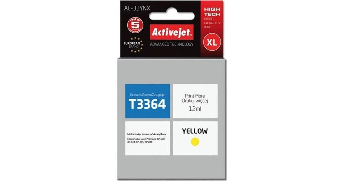 Cartus cerneala Activejet AE-33YNX ,Galben ,12 ml (compatibil cu Epson AE-33YNX) 