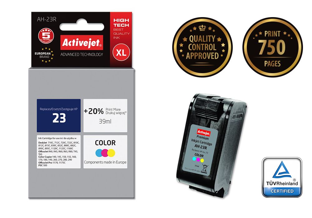 Activejet AH-23R ink for HP printer, HP 23 C1823D replacement; Premium; 39 ml; color_2