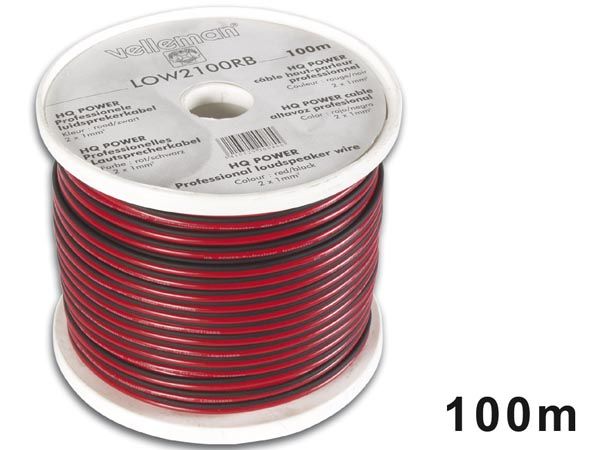 Cablu difuzor CUPRU PUR, 2x1.00mm, rosu/negru, Velleman - vanzare la metru liniar,_1