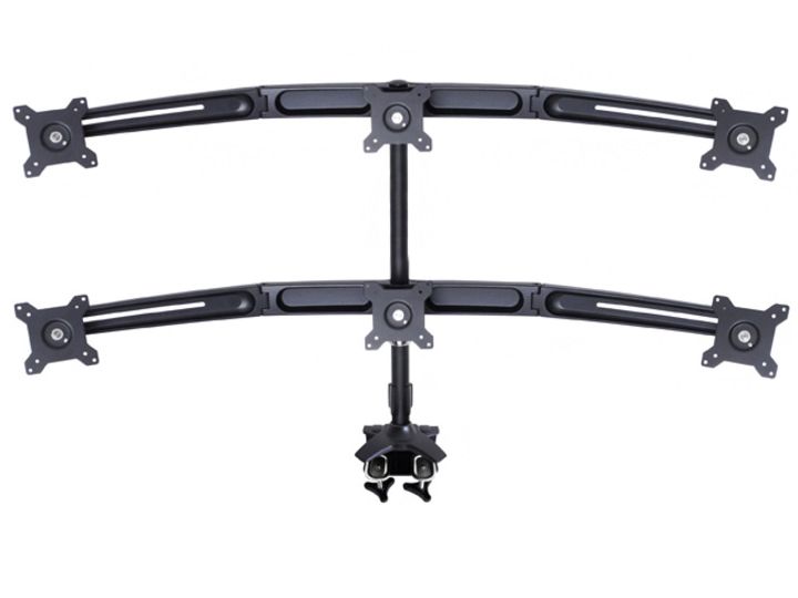 Suport pentru 6 monitoare /LCD birou Multibrackets,15 -24 , negru, cu clema prindere pe birou