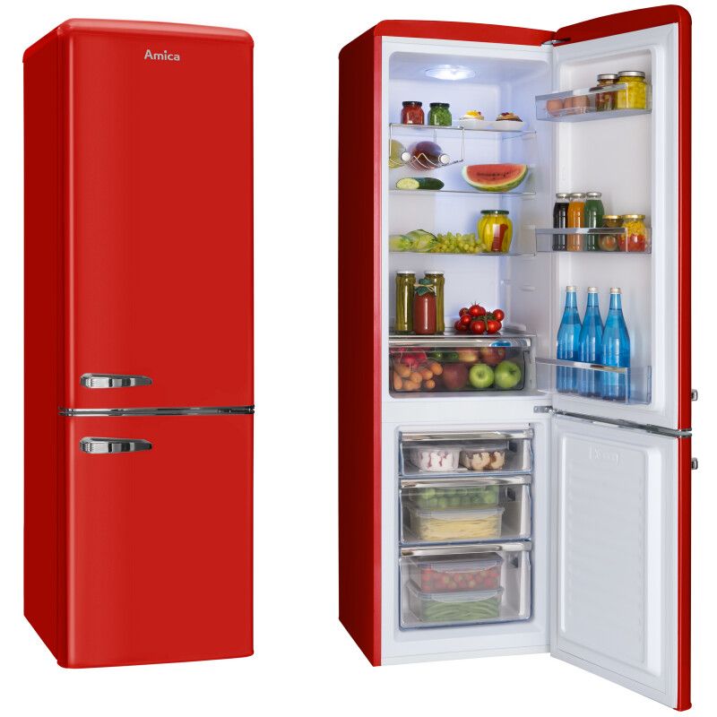 Amica KGCR 387100 R fridge-freezer Freestanding 244 L Red