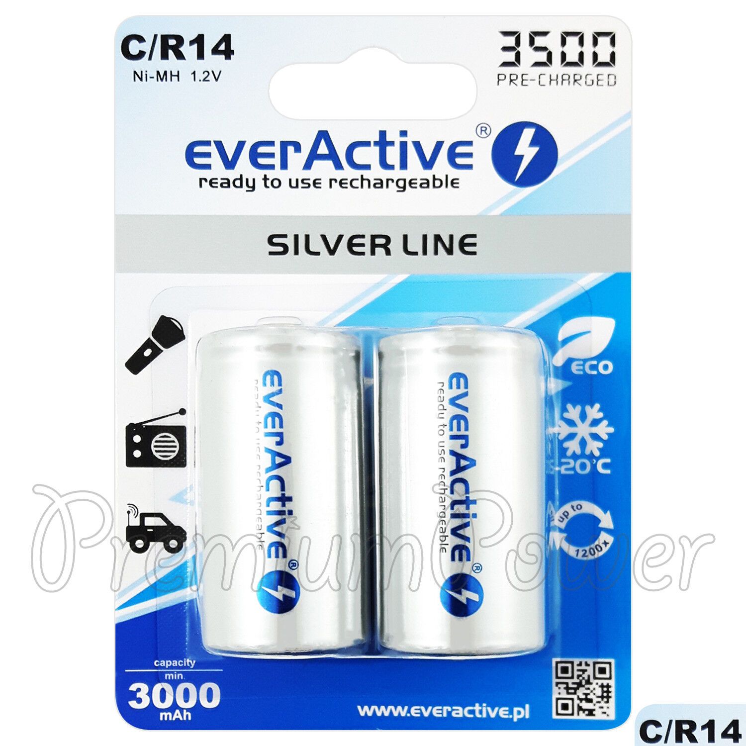 Rechargeable Batteries everActive R14/C Ni-MH 3500 mAh ready to use_1