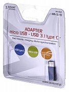 Savio AK-31 / B cable interface/gender adapter Micro USB USB 3.1 Typ C Black