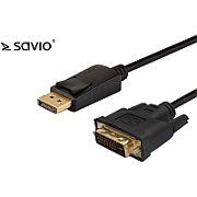 Savio CL-122 video cable adapter 3 m DisplayPort DVI Black