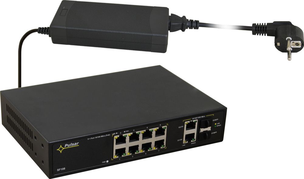PULSAR SF108 network switch Managed Fast Ethernet (10/100) Power over Ethernet (PoE) Black_1