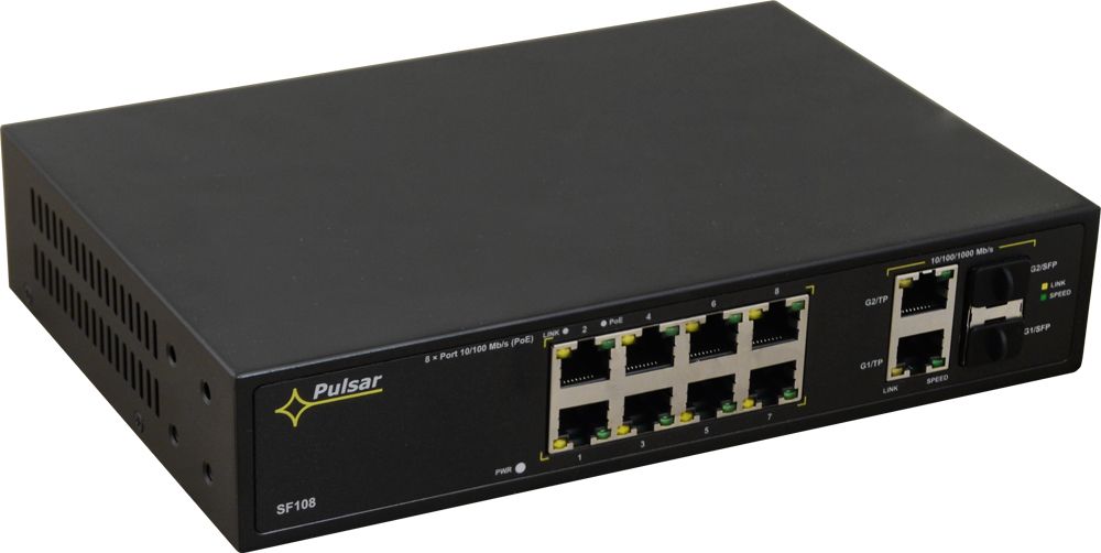 PULSAR SF108 network switch Managed Fast Ethernet (10/100) Power over Ethernet (PoE) Black_2
