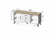 Cama sideboard LOTTA 150 2D3S white + sonoma oak