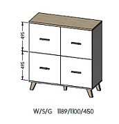 Cama sideboard LOTTA 110 4D white + sonoma oak