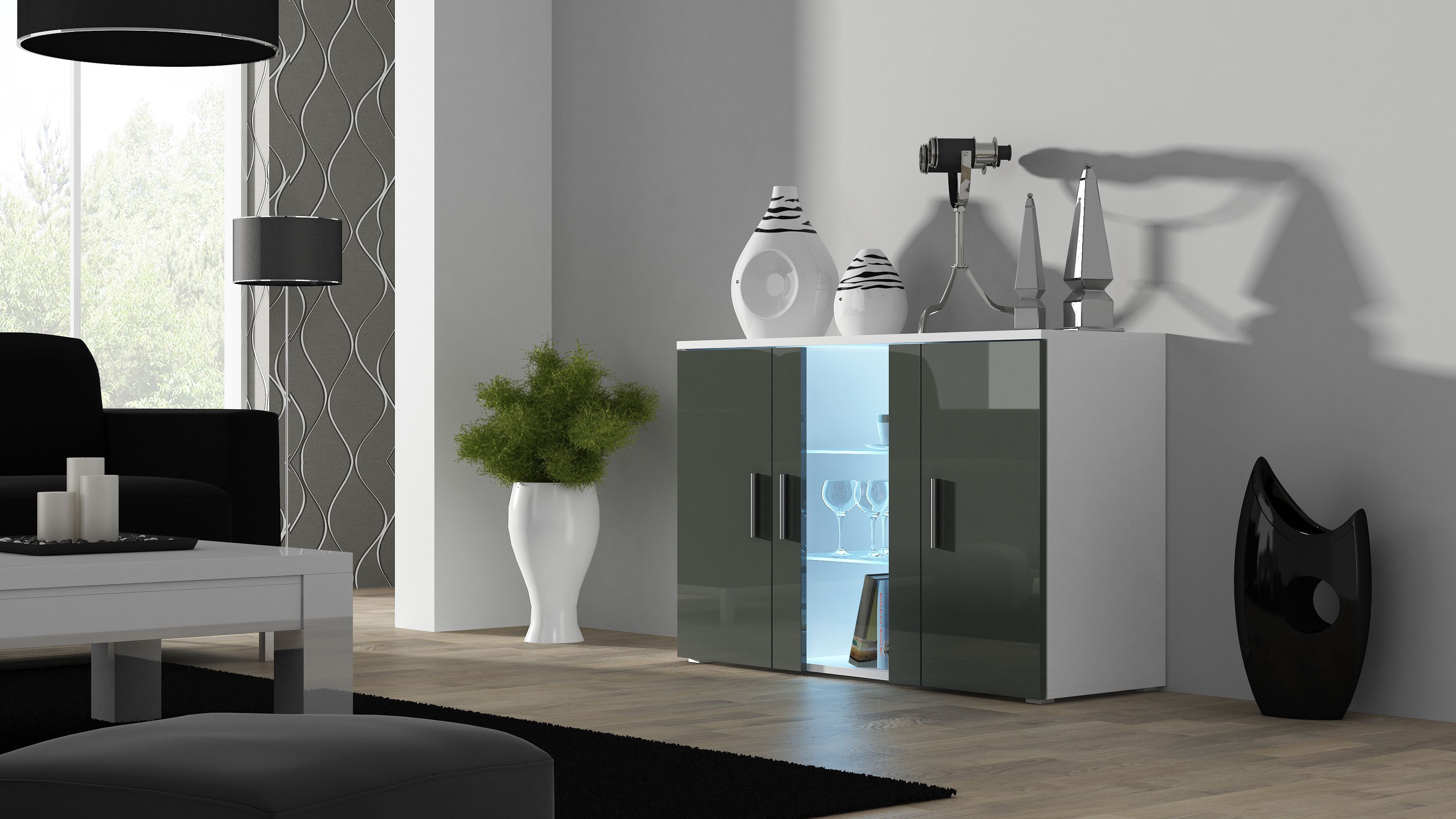 Cama sideboard 120 cm SOHO S7 white/grey gloss