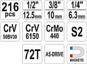 YATO YT-38841 1/4 , 3/8 , 1/2  Socket wrench set