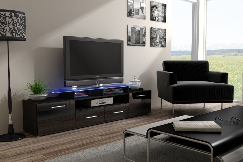 Cama TV stand EVORA 200 wenge/black gloss