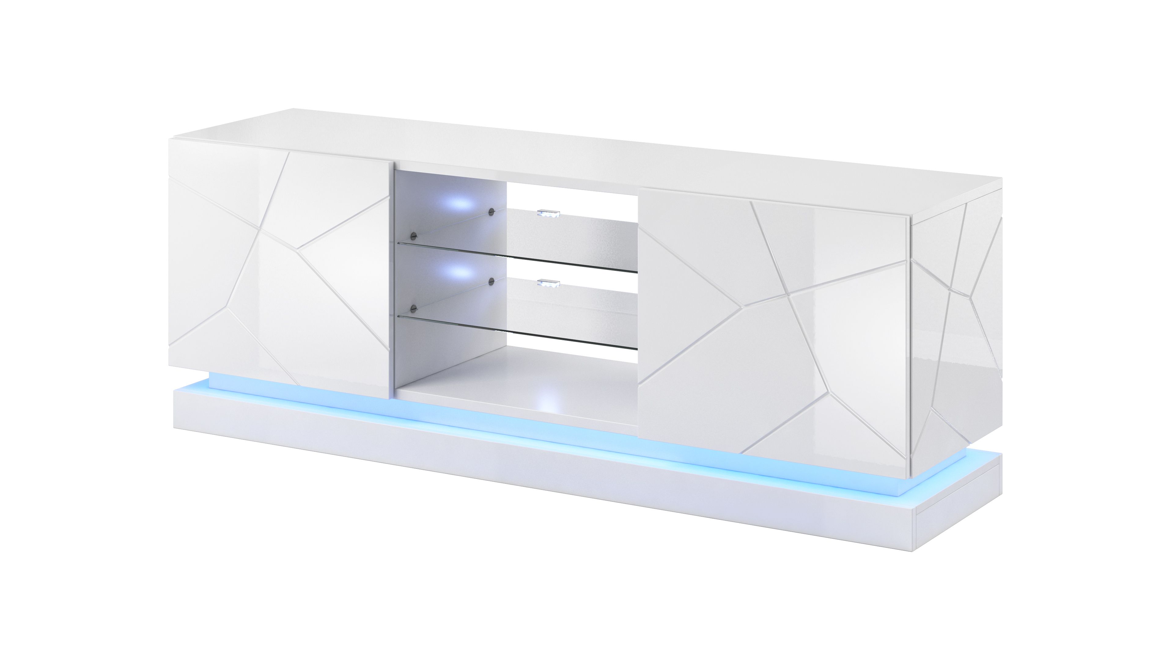 Cama TV cabinet QIU 160 MDF white gloss/white gloss