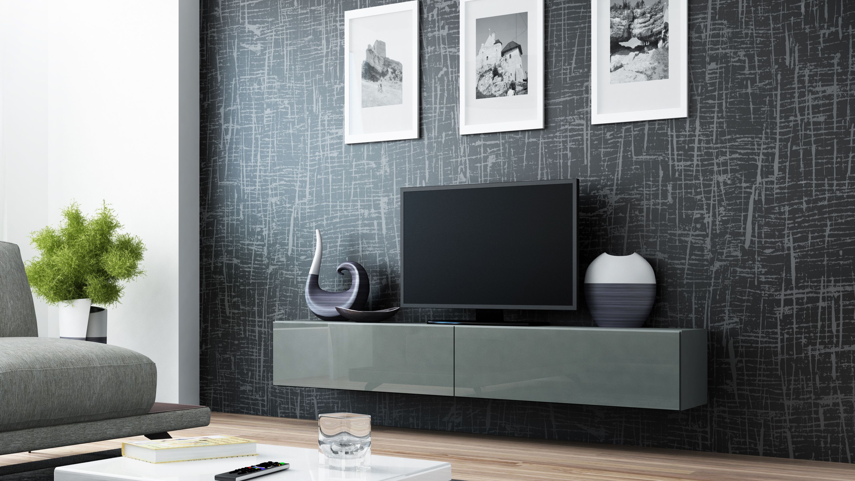Cama TV Stand VIGO '180' 30/180/40 grey/grey gloss