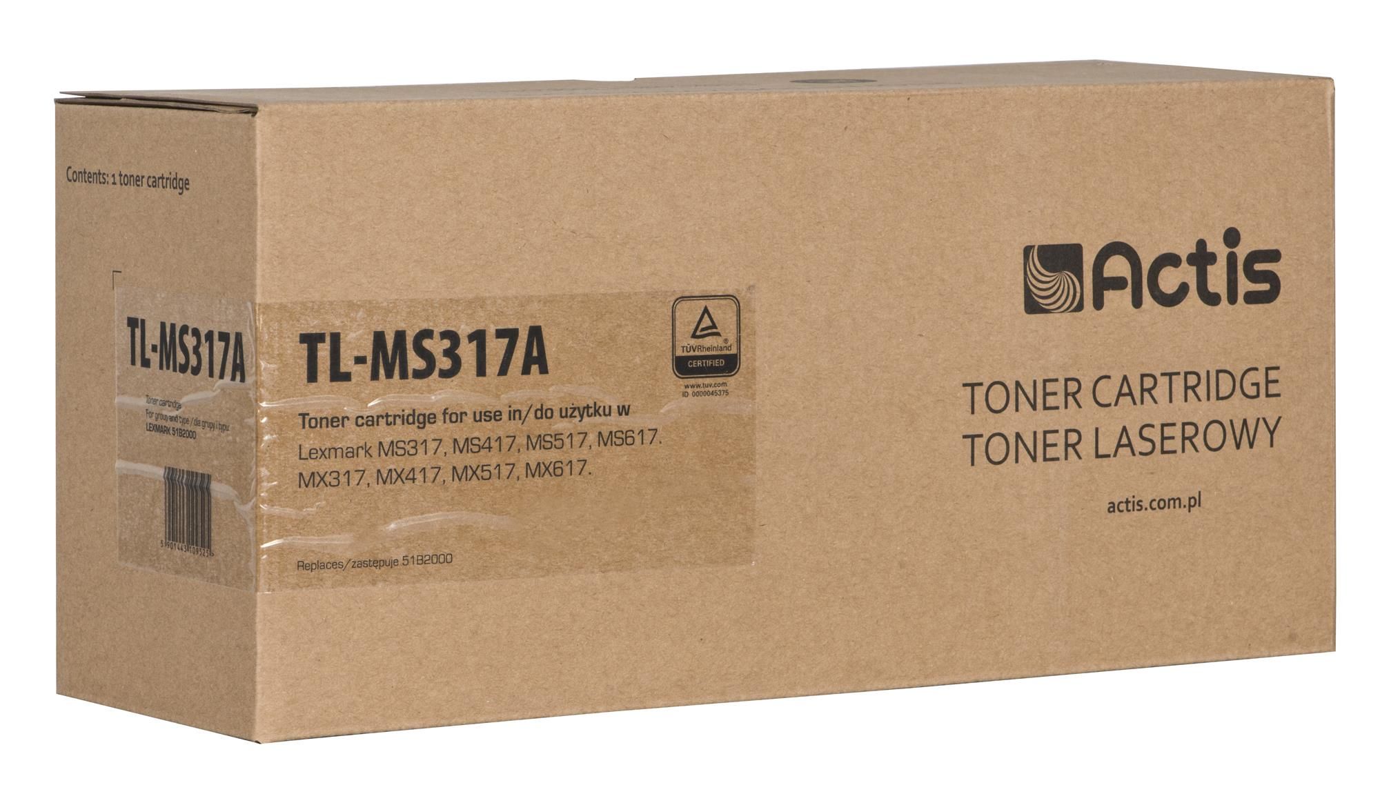 Actis TL-MS317A toner for Lexmark printer Lexmark 51B2000 replacement Standard 2500 pages black