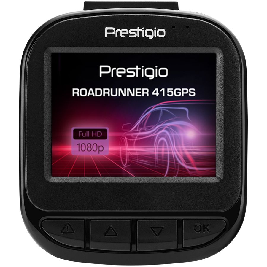 Prestigio RoadRunner 415GPS, 2.0'' LCD (960x240) display, FHD 1920x1080@30fps, HD 1280x720@30fps, GP5168 processor, 2 MP CMOS GC2023 image sensor, 2 MP camera, 140° View Angle, GPS, POI database, Motion Detection, G-sensor, Cyclic Recording, color/Black, Plastic case_4